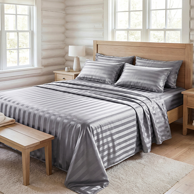 Wrinkle Resistant Striped Sati - Silk Sheet Set avis et prix