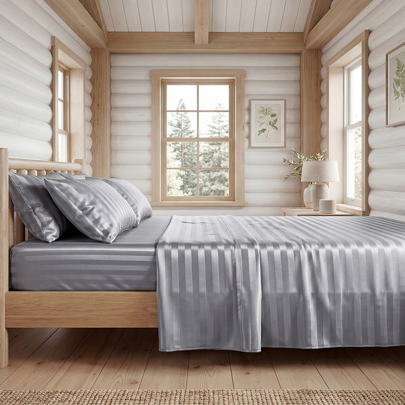 Wrinkle Resistant Striped Sati - Silk Sheet Set avis et prix