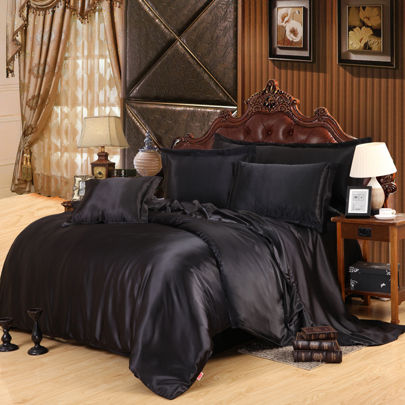 Satin Black Bedding Set With D - Silk Sheet Set avis et prix